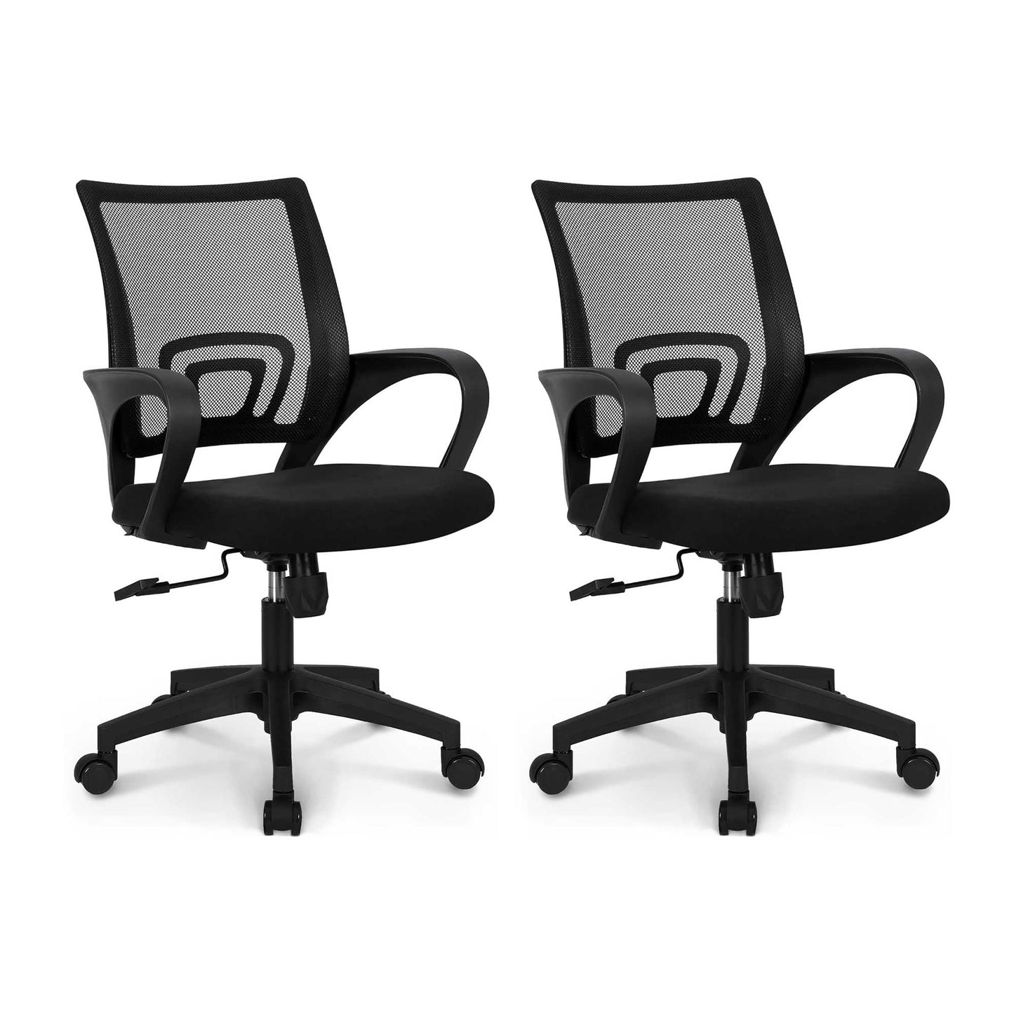 NEO CHAIR Office Desk Computer Chair Ergonomic Mesh Gaming Cushion Seat with Comfy Lumbar Mid Back Support Adjustable Height Swivel Rolling Wheels for Home Task (2 pk - Black)