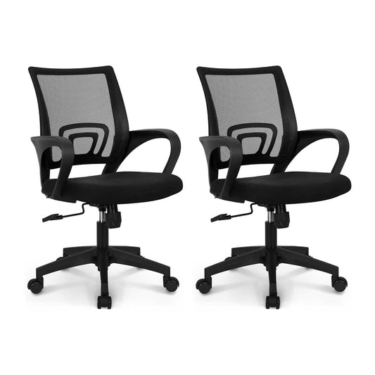 NEO CHAIR Office Desk Computer Chair Ergonomic Mesh Gaming Cushion Seat with Comfy Lumbar Mid Back Support Adjustable Height Swivel Rolling Wheels for Home Task (2 pk - Black)