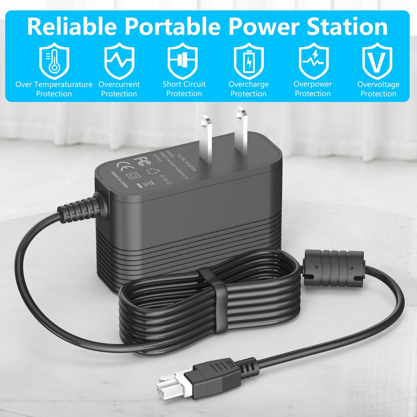 12V 2A Power Cord for Adjustable Electric Standing Desk Only Replacement for 12V Standing Desk Single Motor Power Supply, Max 24W-Not for 29V