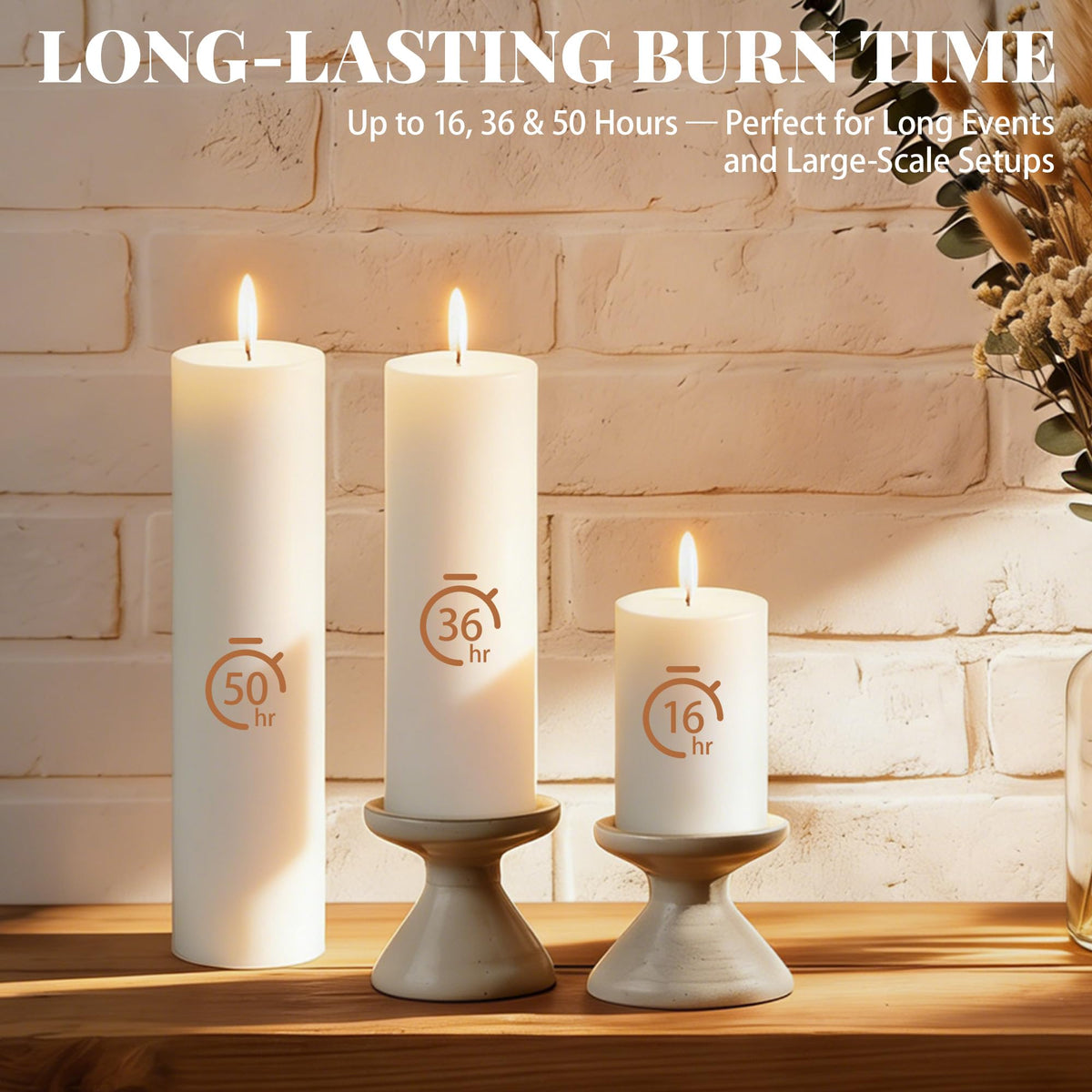 SDBALLBZ 3 Pcs White Pillar Candles Bulk Set, 2x3” 2x6” 2x8” Paraffin Hurricane Candles, Unscented Dripless Smokeless, Long Burning for Home & Table Decoration, Dinner & Romantic Atmosphere