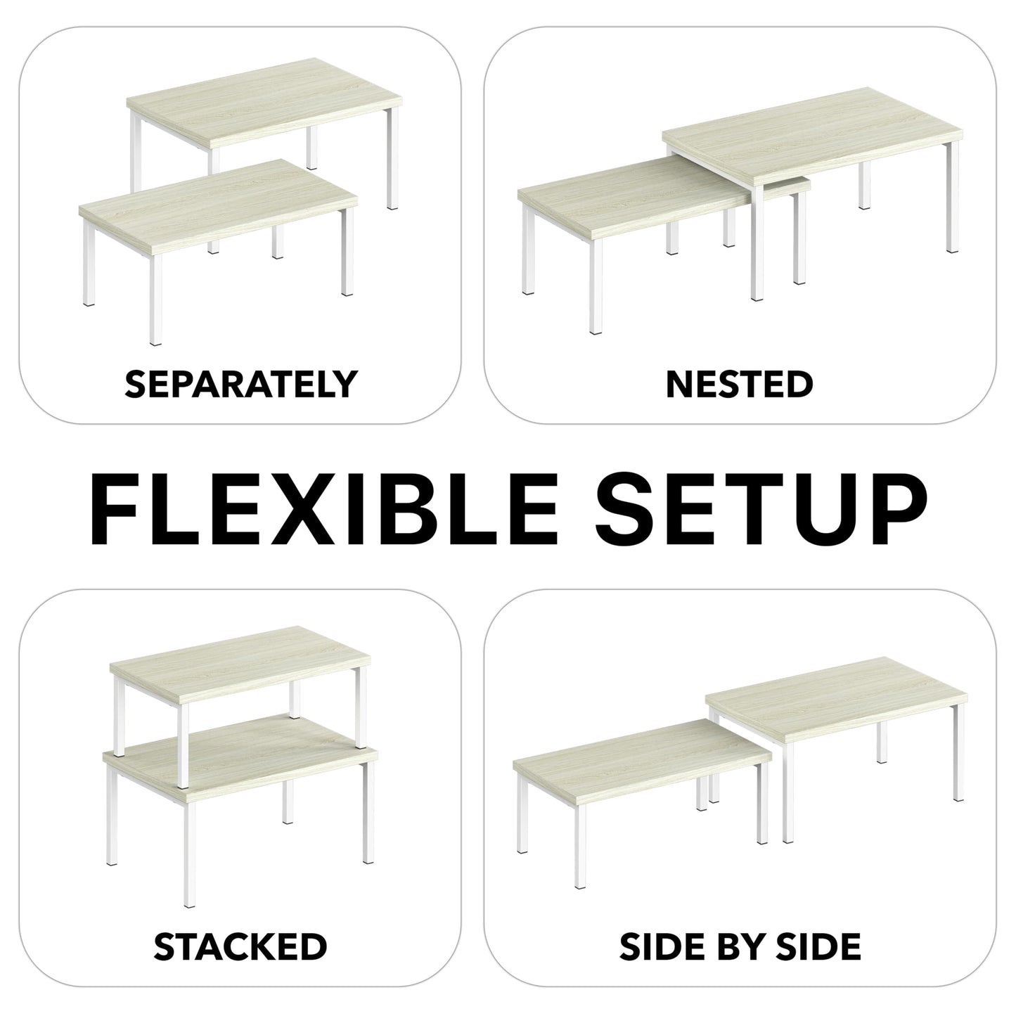 Simple Houseware Expandable Stackable Cabinet and Counter Shelf Organizer with Wooden Surface, 7.6'' D x 11.75'' W x 6.1'' H, Maple