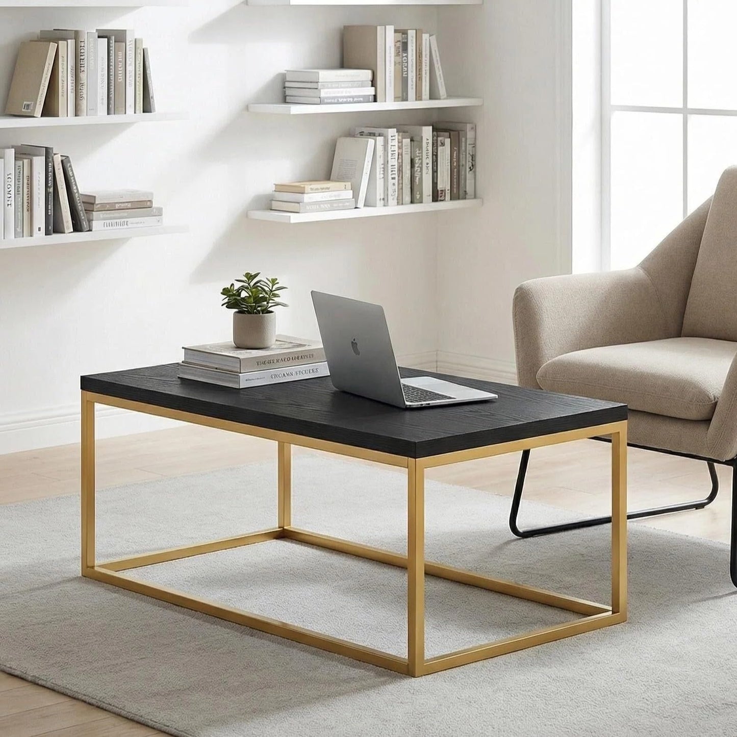 CENSI 40" Black and Gold Coffee Table
