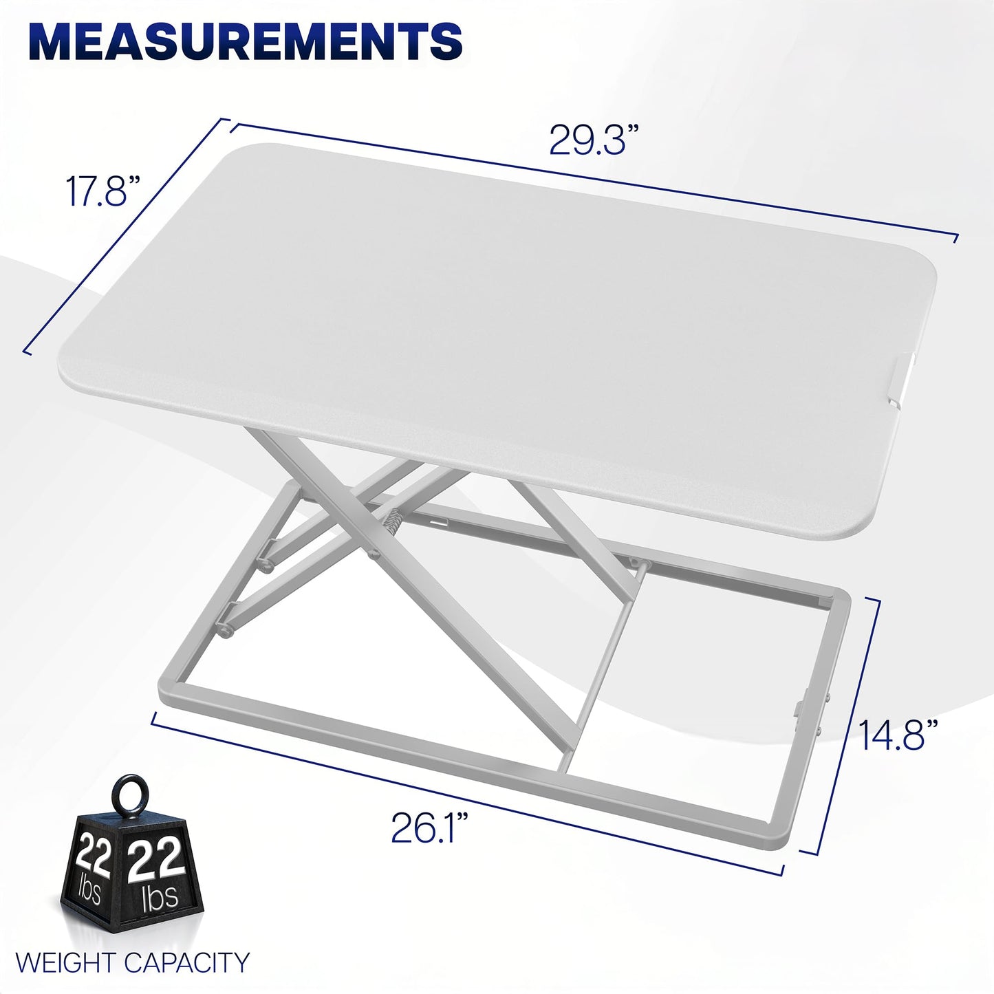 VIVO White 29 inch Single Top Standing Desk Converter, DESK-V000UW