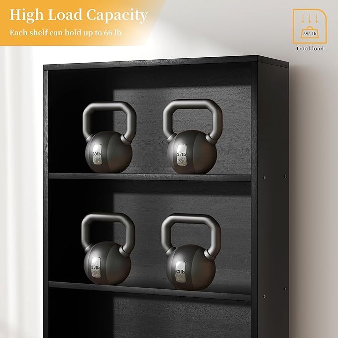 Shintenchi Bookshelf, 6-Tier Open Bookcase and Bookshelves, 6 Shelf Display