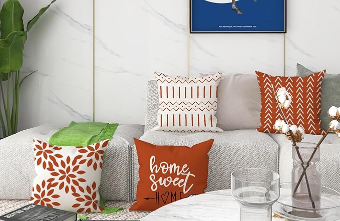 YCOLL Fall Pillow Covers 18x18 Set of 4, Modern Sofa Throw Pillow Cover