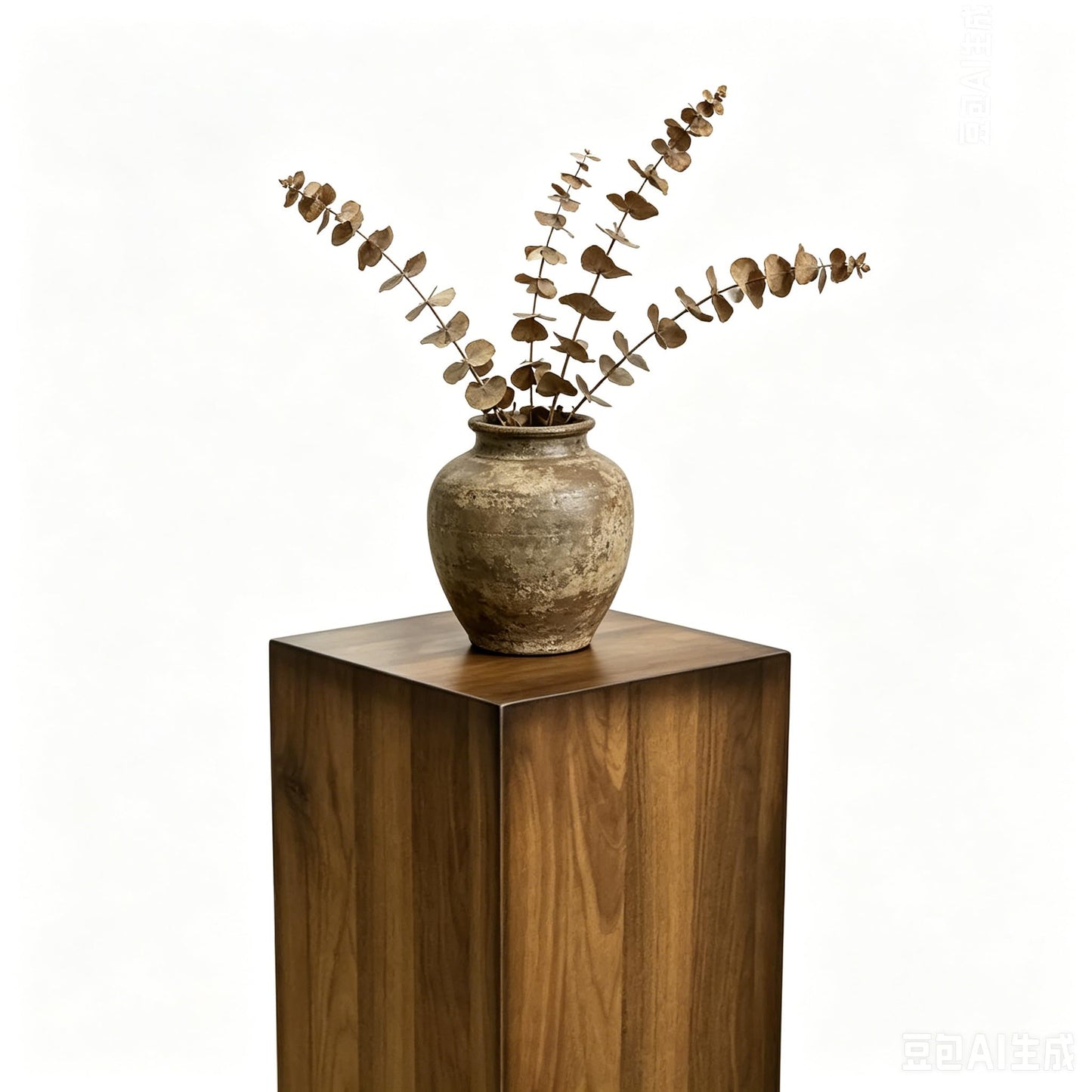 Bergamot 12X12X30 Inch Tall Cube Display Pedestal, Portable Wood Grain Gallery Stand, Decorative Side Table for Vase, Plant, Sculpture and Ornaments-Fully Assembled