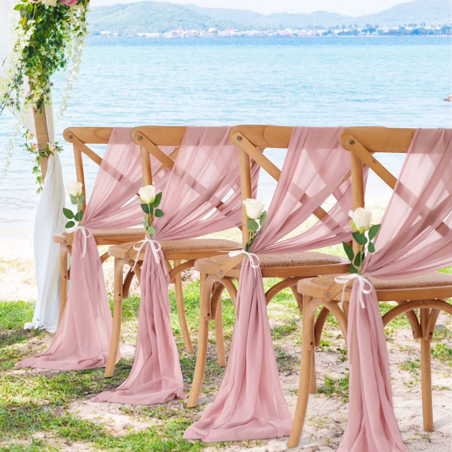 Dusty Rose Chiffon Table Runner 10 Pieces 27x120 Inches Elegant Soft Table Runners for Wedding Reception Table Decoration