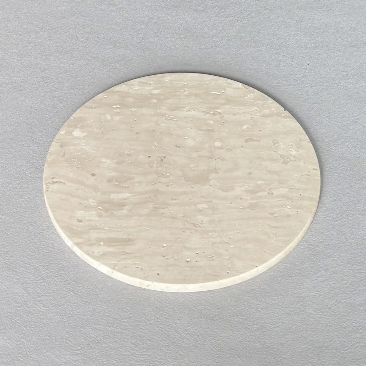StonePlus Natural Round Marble Tray Matte Polishing Board Circular Plate Home Decor (Beige Travertine)