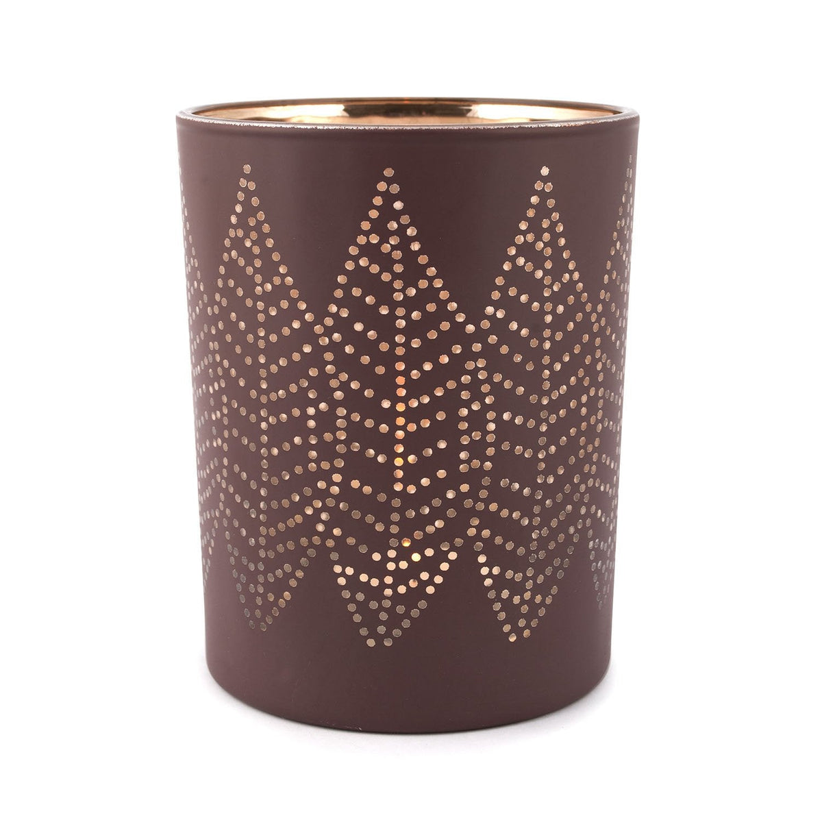 Pajoma Candle Holder "Leaf" Size L Made of Glass, in Brown, Galvanised, Height 12.5 x Diameter 10 cm