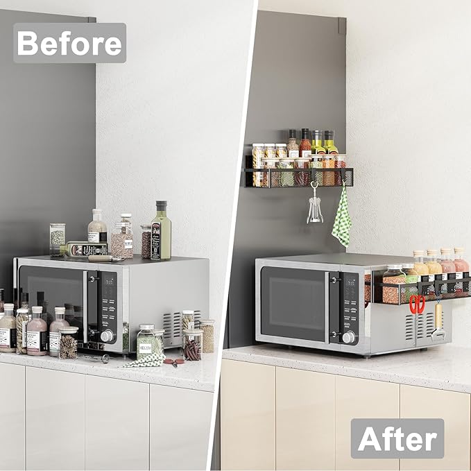Aufworld Magnetic Spice Rack for Refrigerator, 2 Pack Magnetic Shelf, Fridge