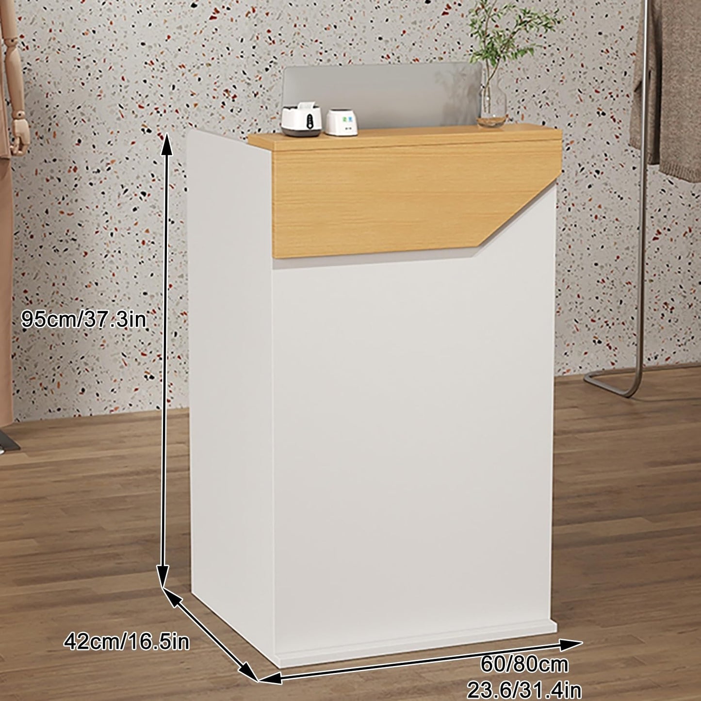 Reception Desk for Spaces with Lockable Drawer, Compact Office Counter Desk Counter Modern Front Lockable Drawers,Modern Stylish Wooden Reception Desk with Counter for Salon Office Boutique