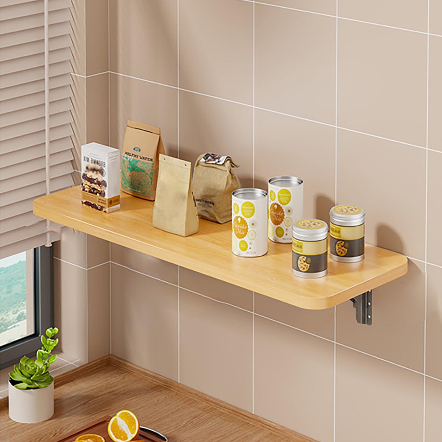 Foldable Wall Table Space-Saving Murphy Table for Small Rooms/Home/Office/Laundry/Kitchen 70x30cm/27.5x11.8in Wood Finish Perfect for Compact Spaces