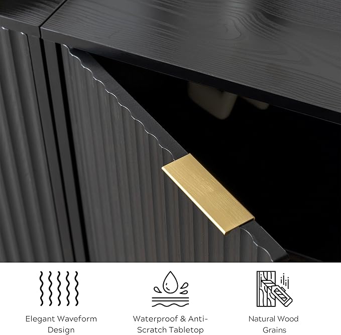 EYYTHUNG Fluted Cabinet with Storage, Sideboard Buffet Cabinet with Adjustable