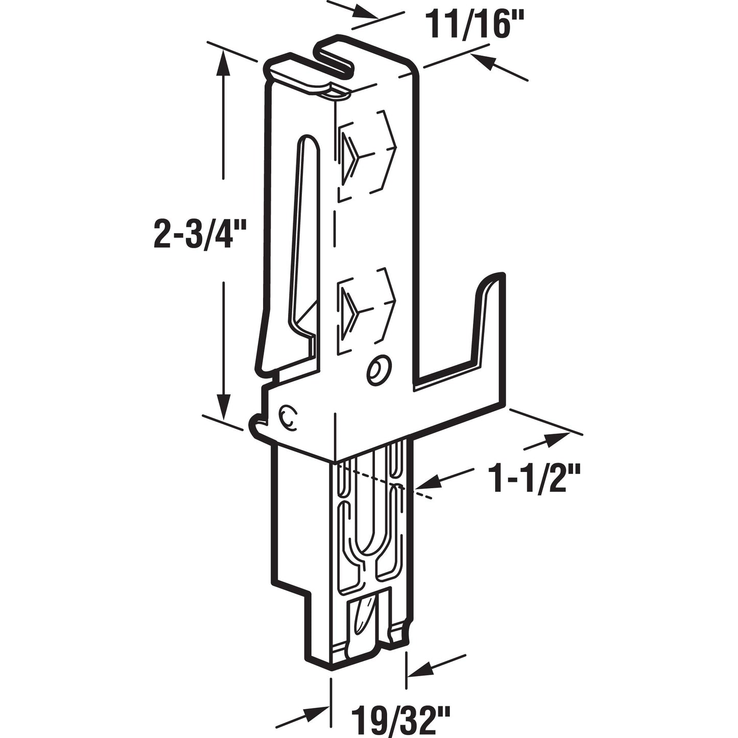 Prime-Line N 6549 Stamped Steel Housing Wardrobe Door Guide, 1-1/2 In.