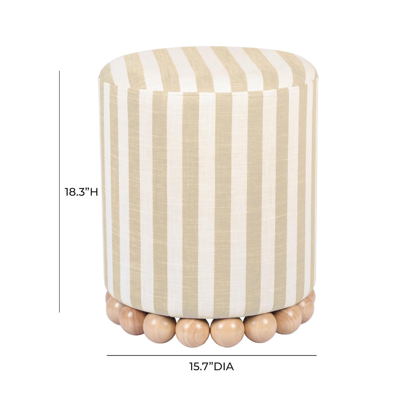Tov Furniture Dex Beige Striped Linen Ottoman