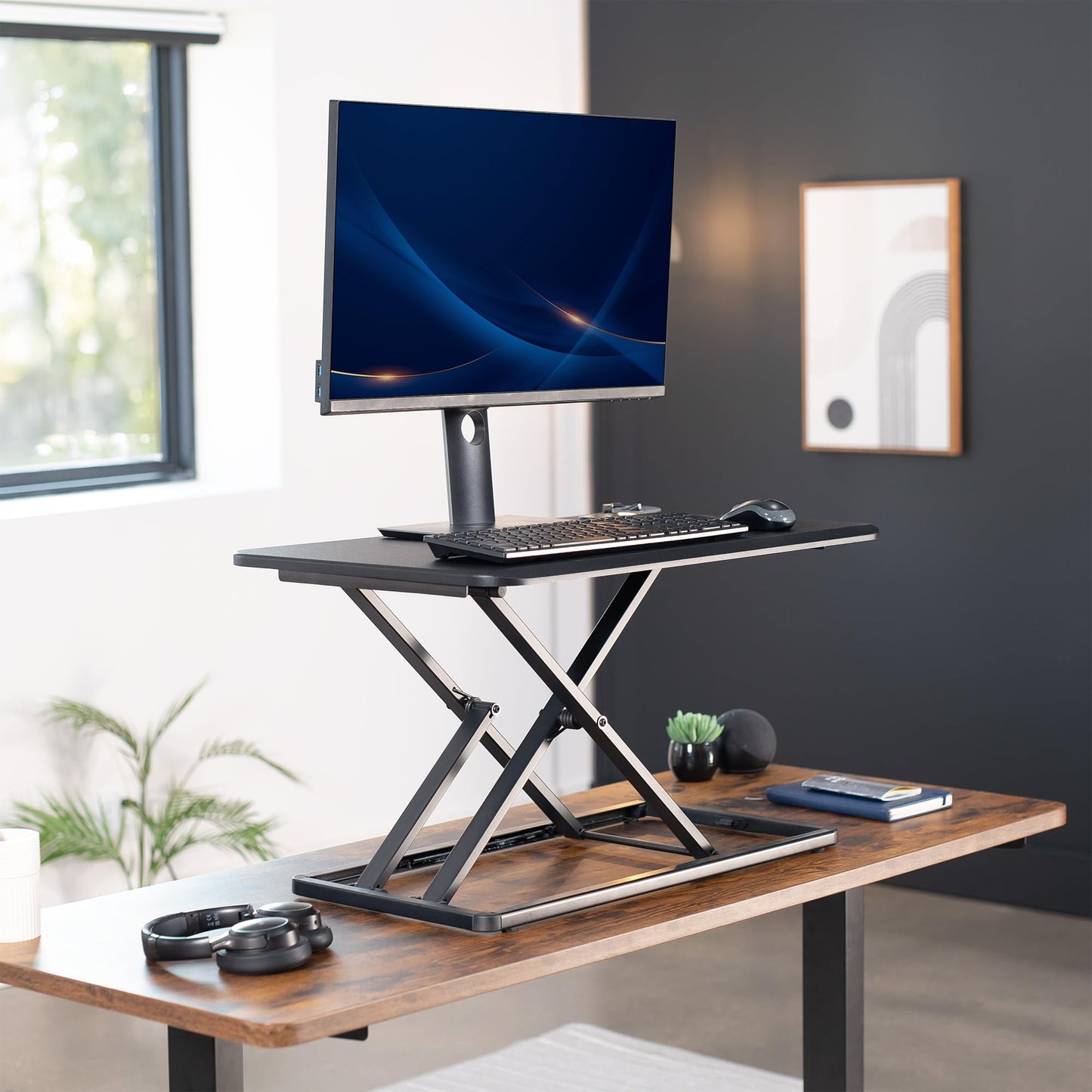 VIVO Black 29 inch Single Top Standing Desk Converter, DESK-V000U