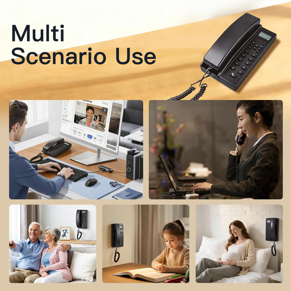PANDAAR Intercoms Wireless for Home, Hands-Free Home Intercom Systems, 3280ft Long Range Wireless Intercom System for Business Office House Cordless Phones Intercoms (2 Pack,Black)