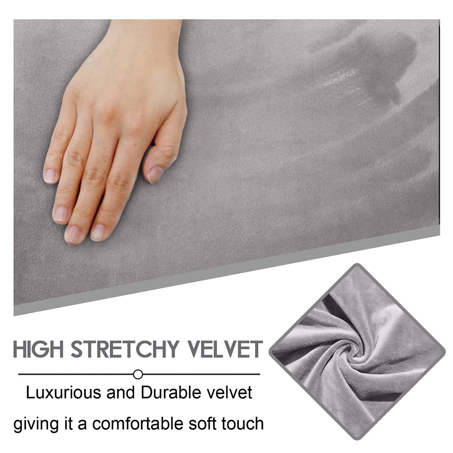 Reclining Love Seat with Middle Console Slipcover, 8-Piece Velvet Stretch Loveseat Reclining Sofa Covers, 2 seat Loveseat Recliner Cover, Thick, Soft, Washable, Loveseat Slipcovers (Light Grey)