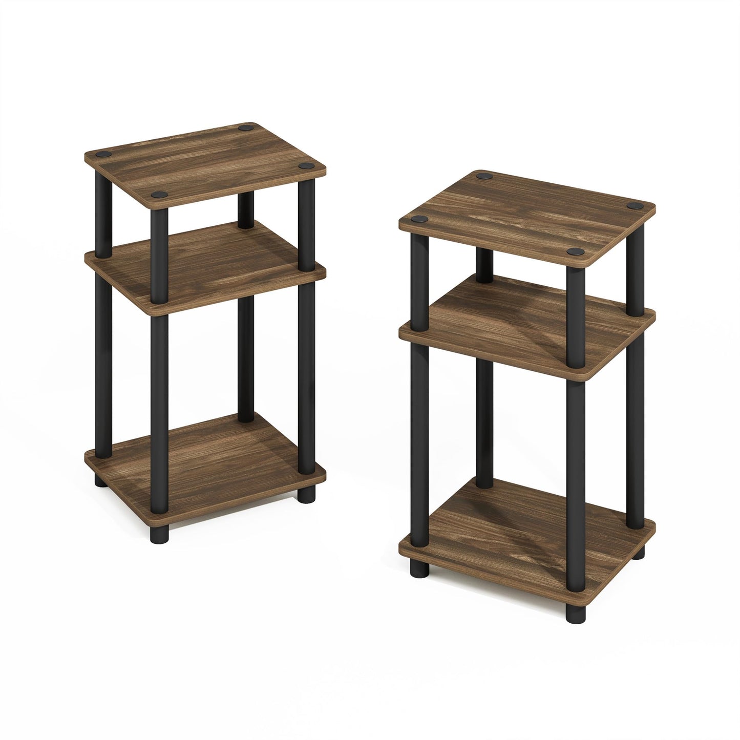 Furinno Turn-N-Tube Storage Shelves, Stackable Standing Shelf, Open Corner Shelf, for Organization and Storage, Living Room, Garage, Home Office, Columbia Walnut