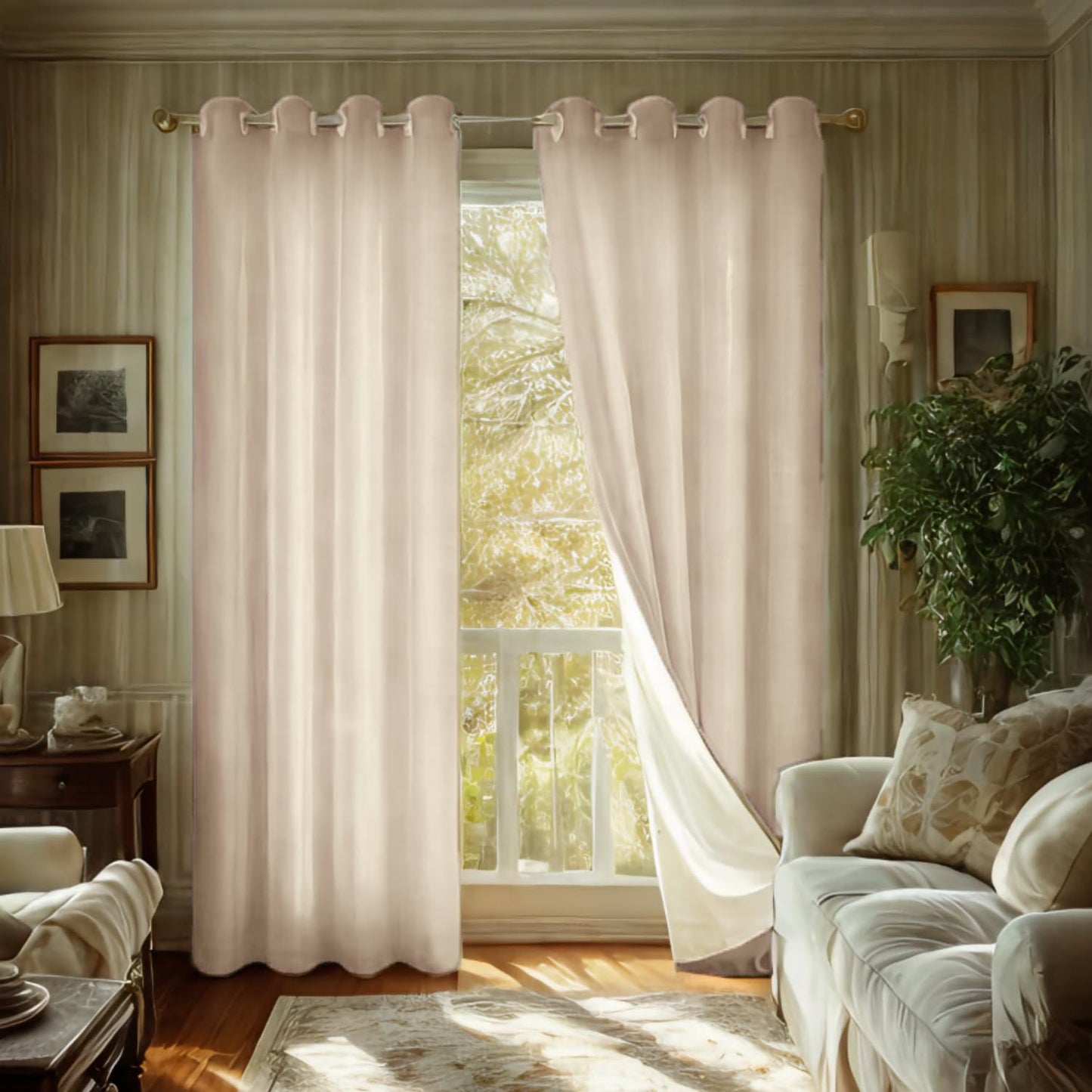SMILETIME 100% Blackout Cream 52 x 84 in Long Velvet Curtains with Grommet, Thermal Insulated Super Soft Privacy Noise Reducing Velvet Curtains for Living Room Bedroom, 2 Panels