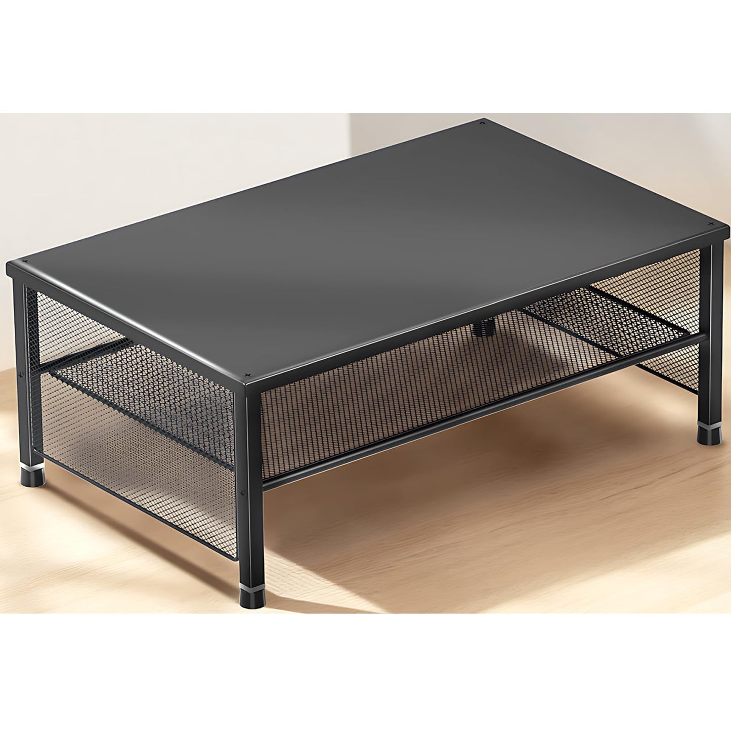 ECOLOVI 2-Tier Computer Monitor Stand Riser, Desk Organizer for Monitor, Printer & Laptop Stand, Desktop Workspace Organizers for Office Supplies(Black)