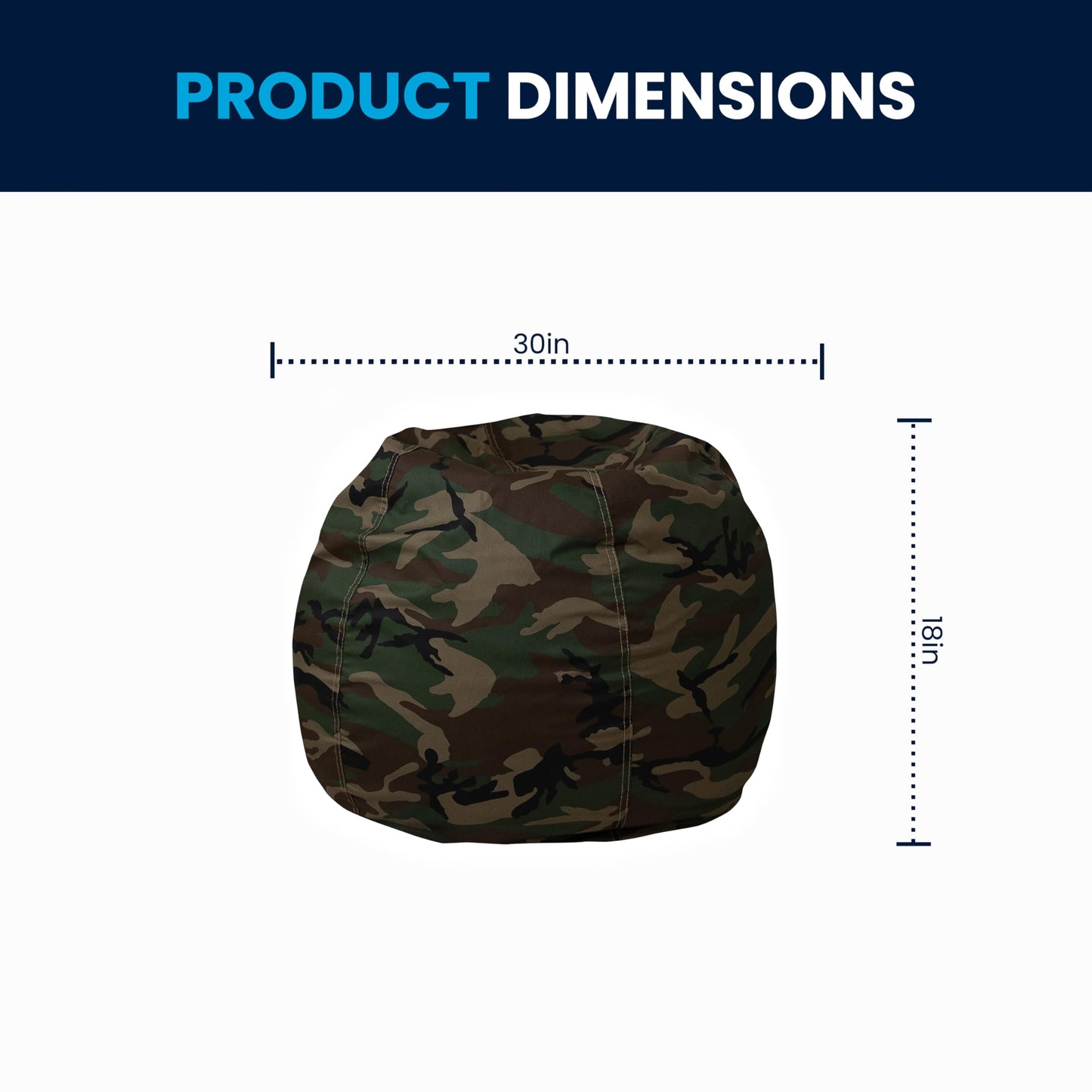 Flash Furniture Dillon Small Bean Bag Chair for Kids and Teens, Foam-Filled Beanbag Chair with Machine Washable Cover, Camouflage