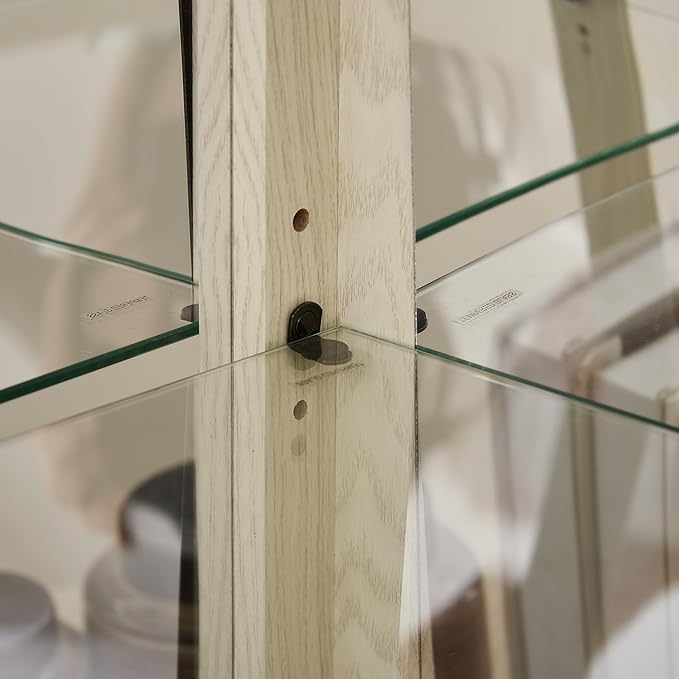 Corner Curio Cabinet, 150lbs Heavy Duty Glass Display Cabinet
