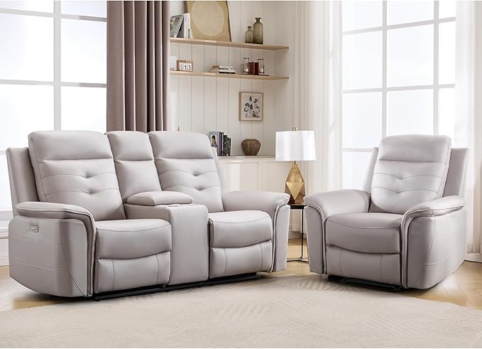 ANJ 2-Piece PU Leather Recliner Sofa Set