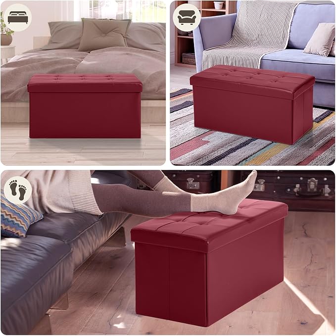 COSYLAND Ottoman Bench with Storage 30x15x15 inches White Ottoman