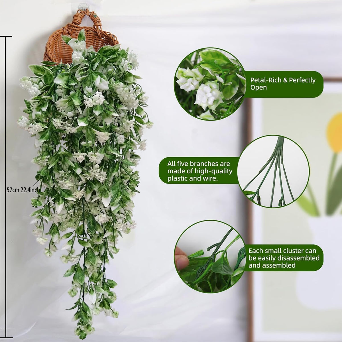 Toprooms Artificial Hanging Flowers UV Resistant Vines Ivy Outdoor Decor