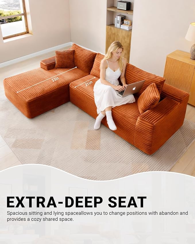 Cloud Sectional Couch, Corduroy Boneless Couches