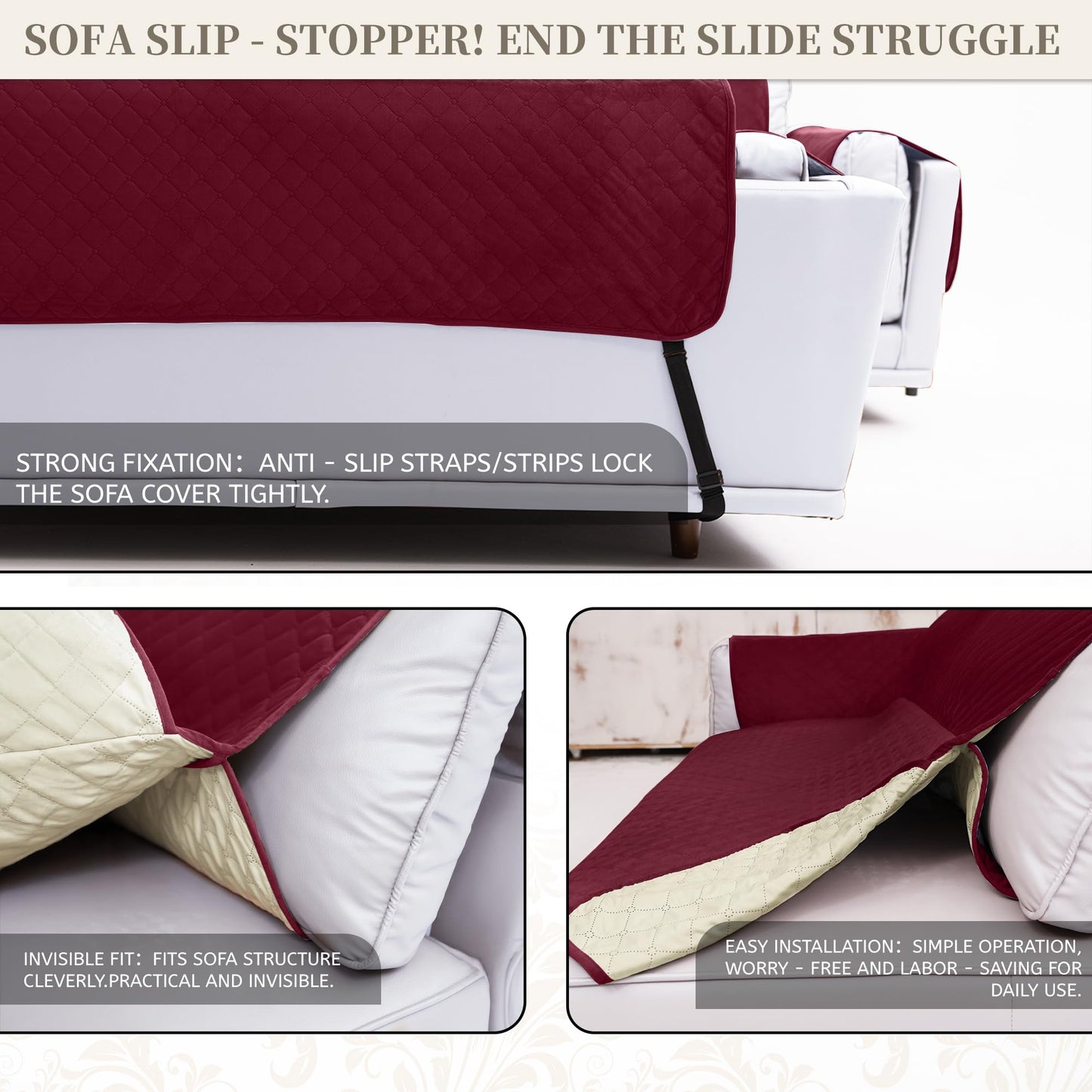 SYJOVIA Sectional Couch Covers for Dogs 100% Waterproof Corner L Shaped Sofa Cover Pet Friendly Velvet Washable Anti Slip L Shape Modular Sofa Slipcover Protector with Pockets (Red, X-Large)