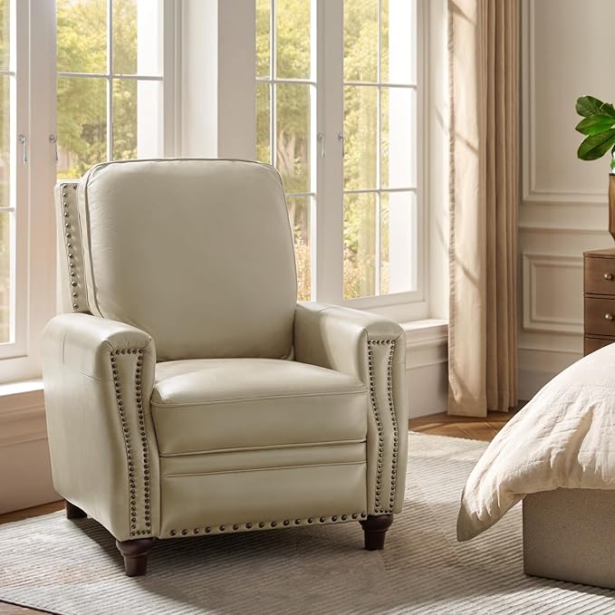 HULALA HOME Genuine Leather Manual Recliner Chair