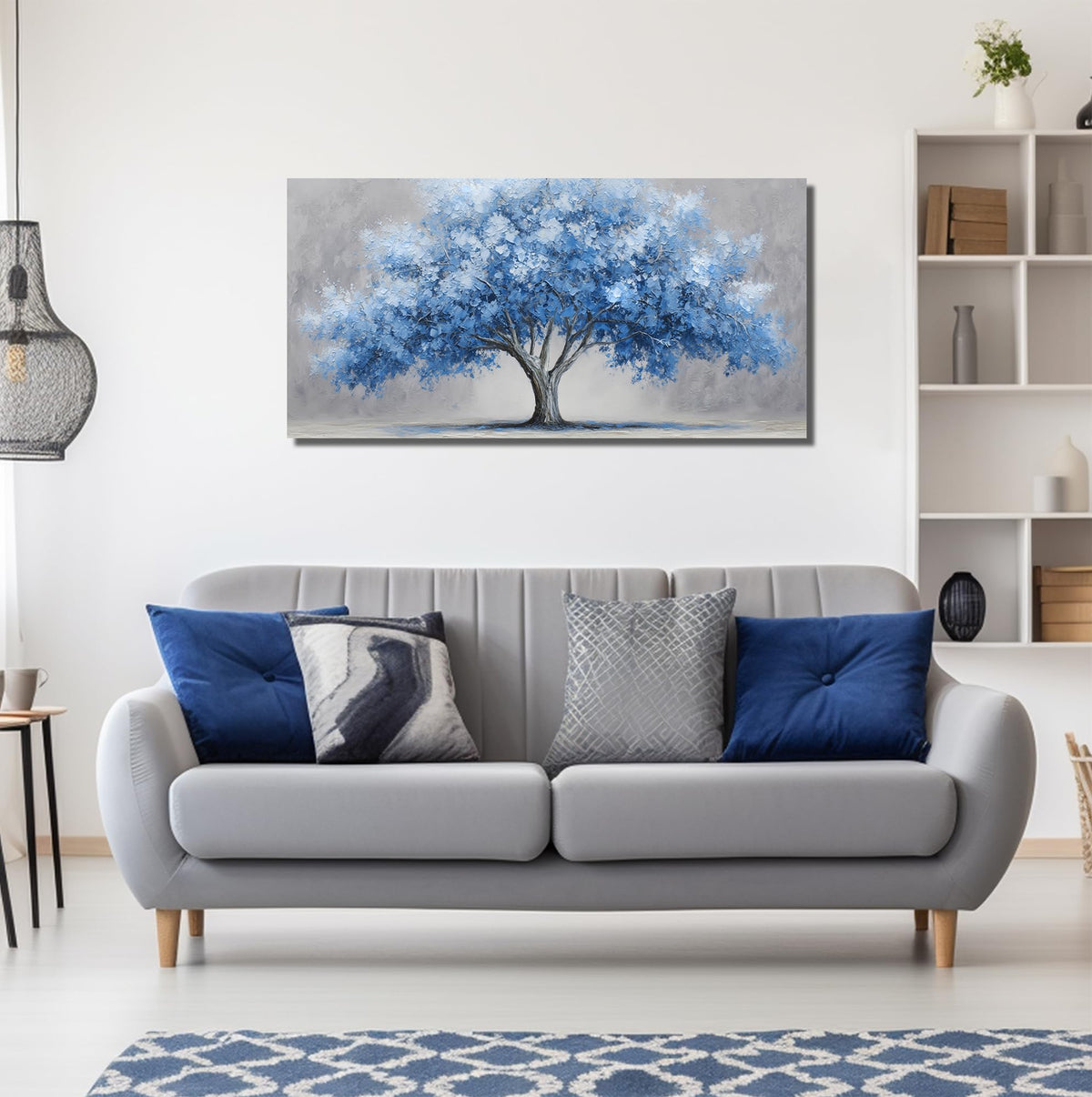 WVMAPTA Tree Of Life Wall Art For Living Room Blue Wall Decor For Office Tree Prints Wall Art For Bedroom Size 20 x 40 Inch