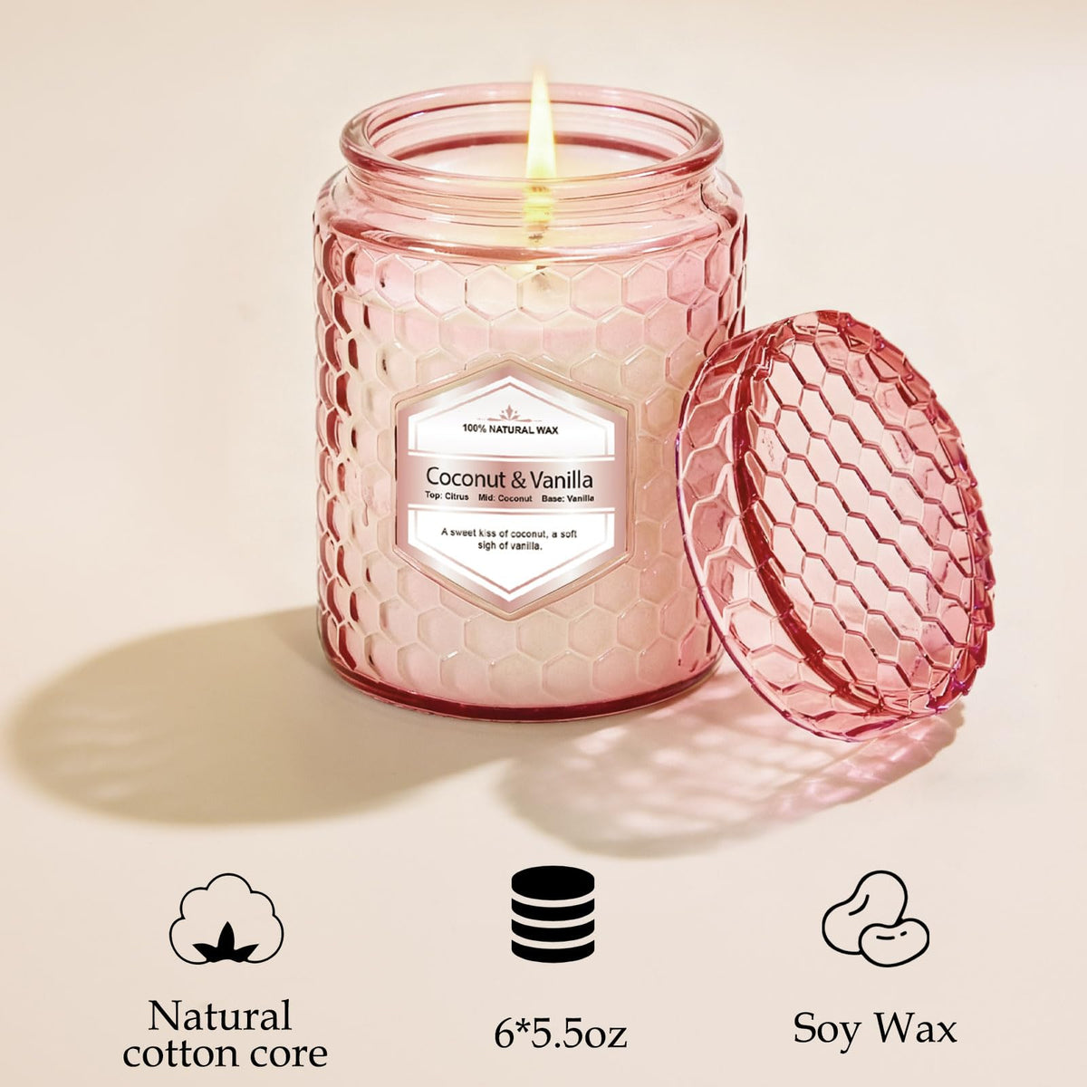 6 Pack Soy Wax Candles Sets, Scented Candles Gifts Sets for Women Birthday Christmas, 5.5 Oz Each Natural Aromatherapy Candles for Home, Spa, Relaxation & Home Decoration