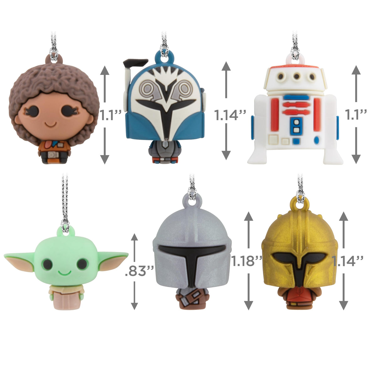 Hallmark Mini Christmas Ornaments, Star Wars: The Mandalorian Miniature Ornaments, Shatterproof, Set of 6, Gifts for Star Wars Fans