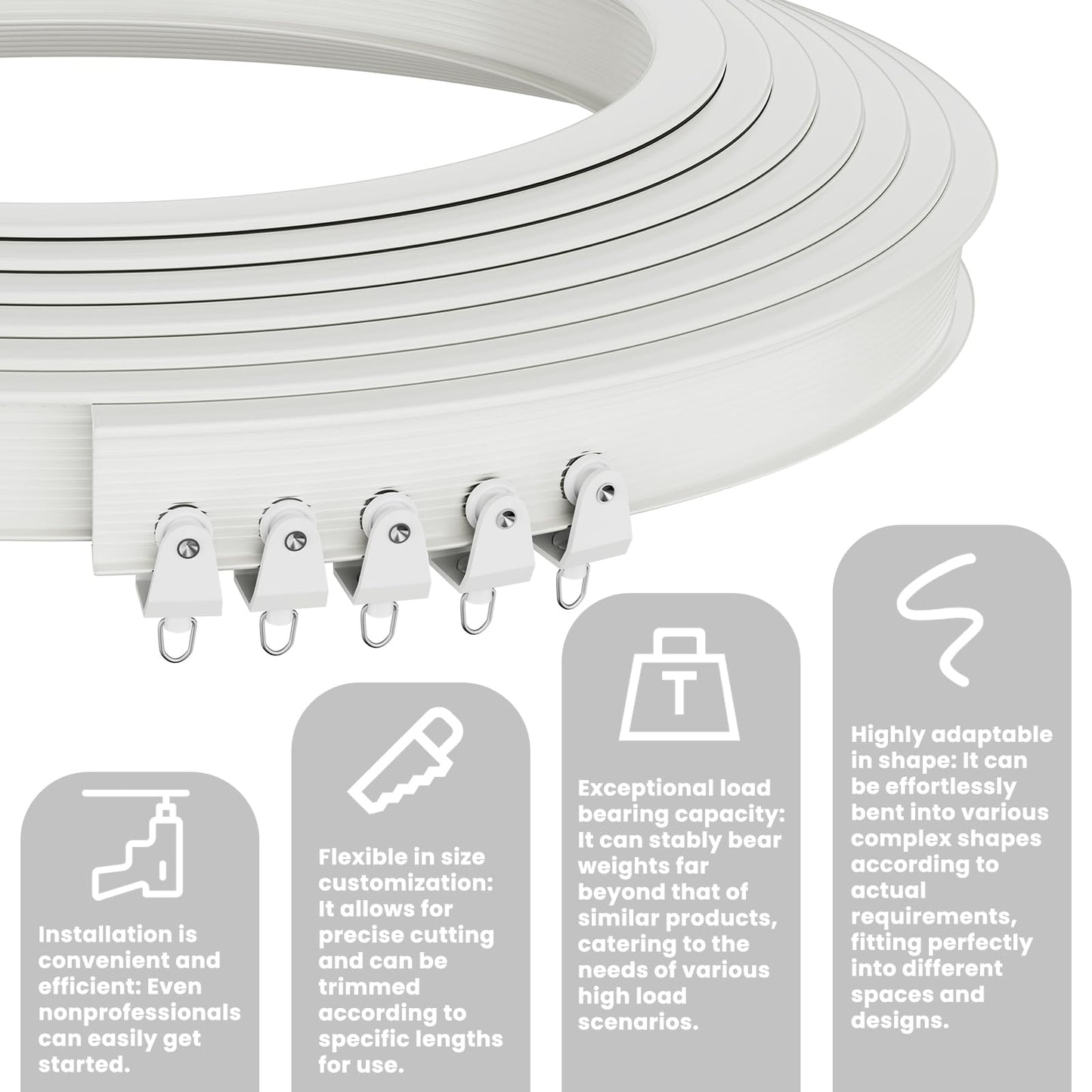 Jilron Room Divider Curtain Ceiling Curtain Track Set for Blackout and Privacy (Beige Curtain + White Track) 106" W x 84" L -1 Piece