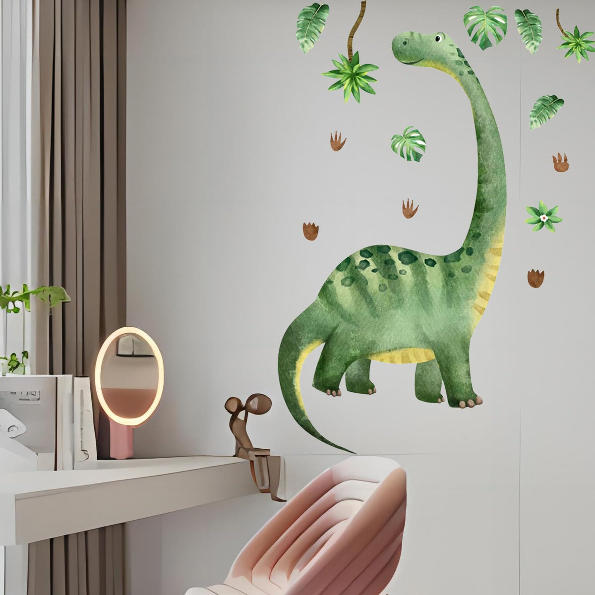 Lotusamber Large Dinosaur Wall Decals for Boys Bedroom Dino Footprint Neutral Wall Stickers Baby Nursery Kids Boys Toddler Playroom Classroom Home Decor Wall Decor Gifts for Kids