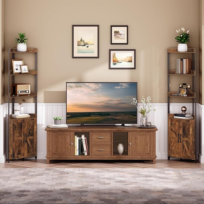 HOOBRO Corner Shelf with Storage, Tall Corner Cabinet, 5-Tier Bookshelf Stand