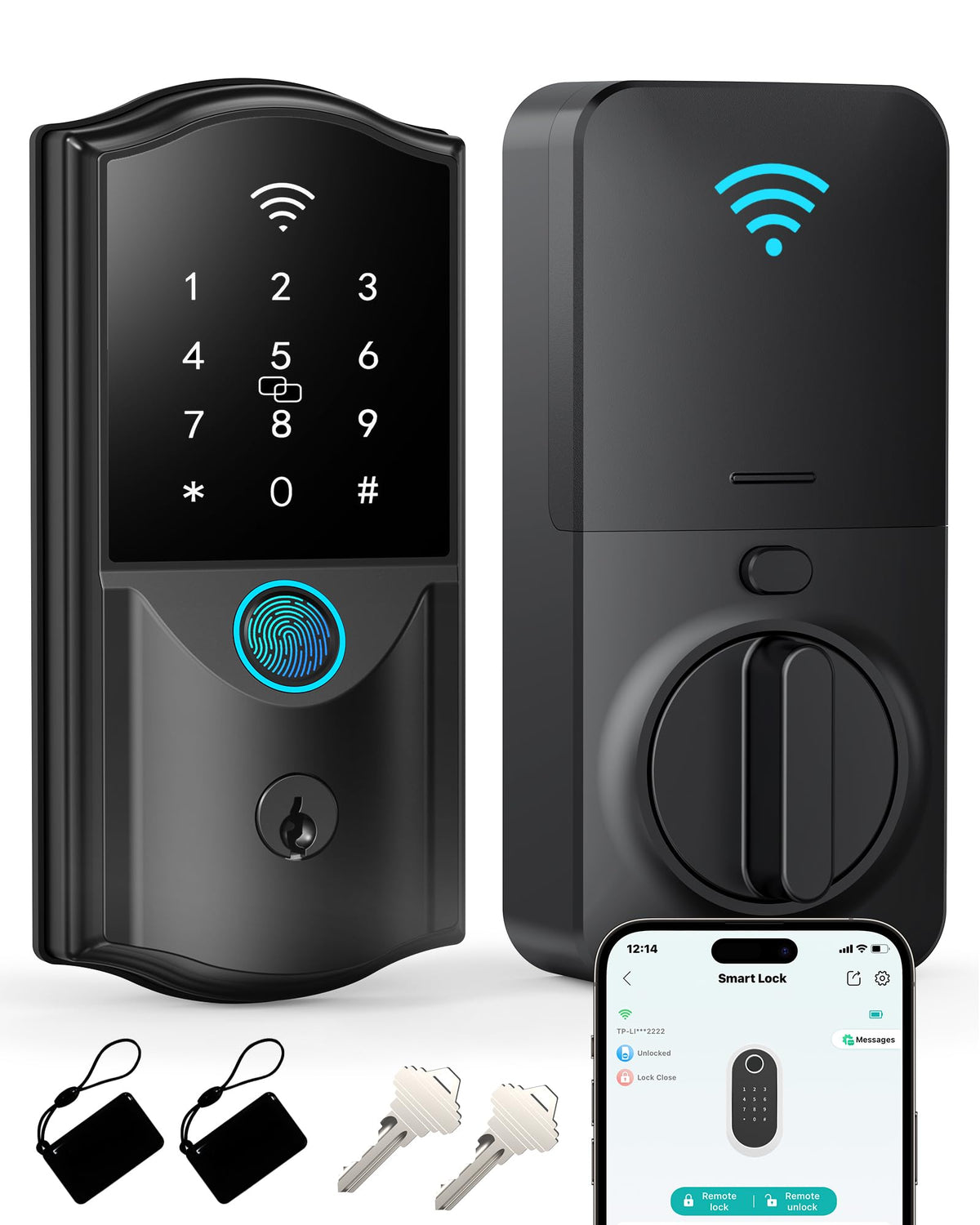 WiFi Smart Lock for Front Door – Firstriver Keyless Entry Electronic Deadbolt with Biometric Fingerprint & Digital Keypad Built-in Wi-Fi App Control Auto Lock Compatible with Alexa & Google Assistant