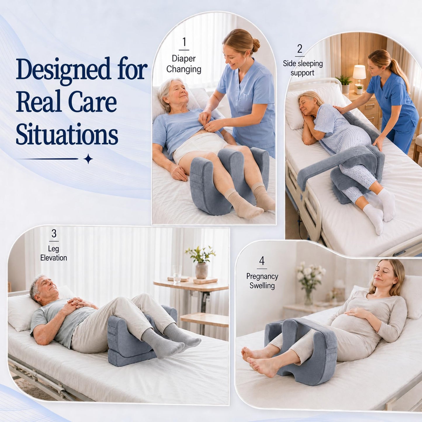 Patient Turning Device for Elderly,Adjustable Height Positioning Pillow with Handle,U-Shaped Bed Ridden Patient Nursing Supplies,Lift Assist Turning Pillow for Diaper Change,Bedsore Pressure Relief