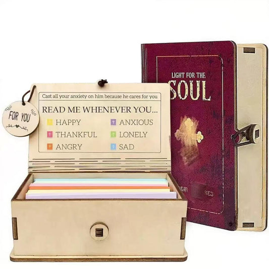 Uplifting Emotional Support Box – 150 Color Coded Motivational Messages for 6 Emotions – Wooden Decorative Gift Box for Her, Great Holiday Surprise & Everyday Small Gift