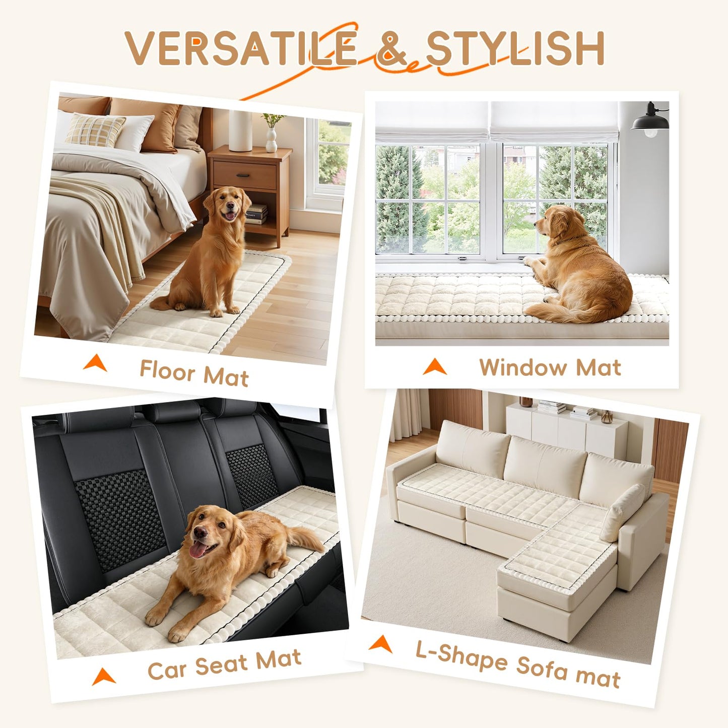 Arfntevss Pet Couch Covers for Sofa Washable Dogs Love Seat Cover for 2 Cushion Couch Plush Soft Velvet Loveseat Sofa Slipcover Anti-Slip Protector Washable (Fuzzy Grid Ivory White, 27.6" x 59")