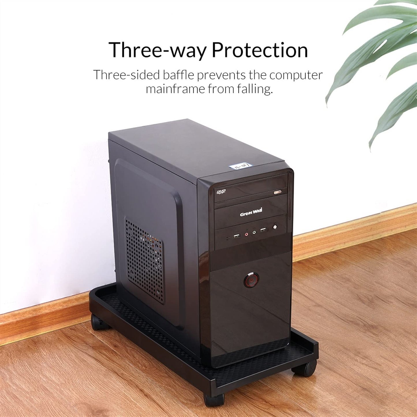 CPU Stand PC Tower Stand Mobile CPU Holder Desktop ATX-Case with 2 Locking Wheels and 2 Caster Wheels for Gaming PC Case PC Tower Shelf (Color : with Baffle) (With Baffle)