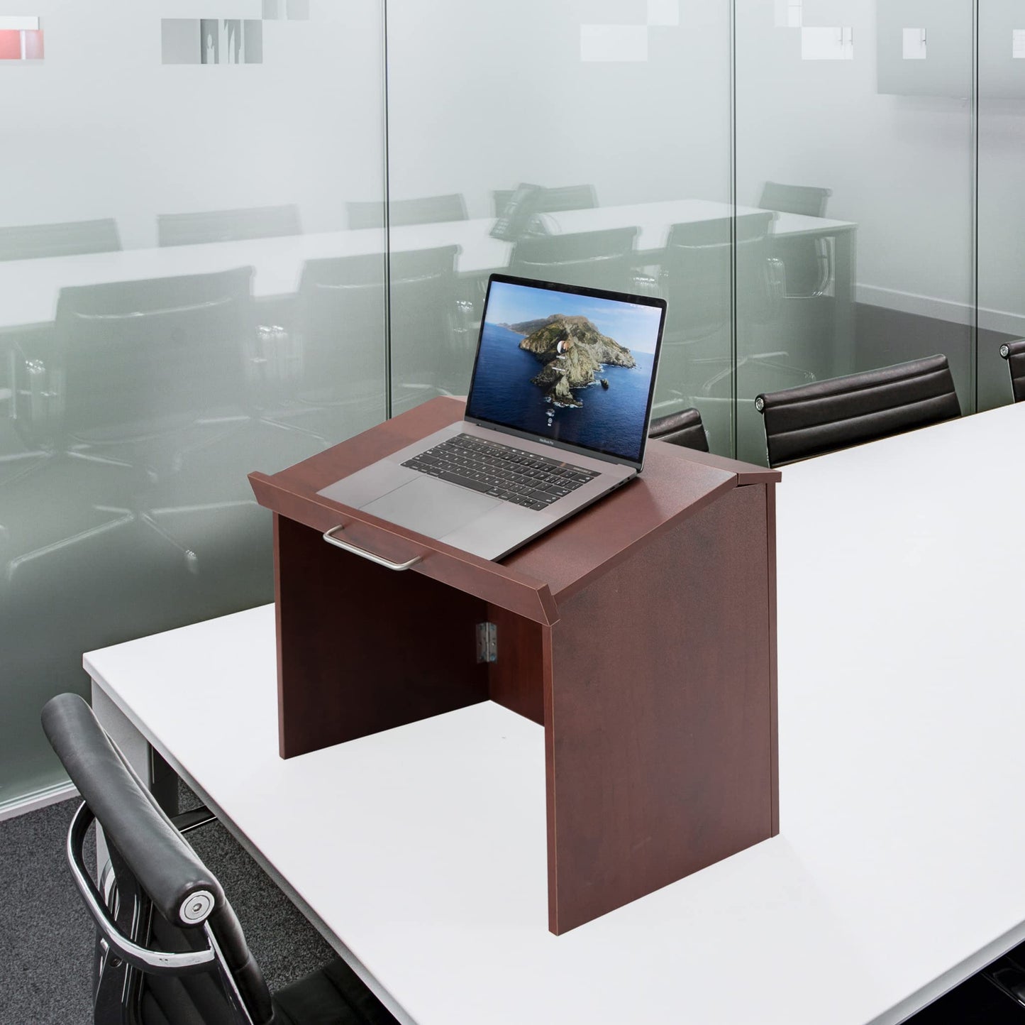 Foldable Tabletop Portable Podium, for Church, School, Office, or Home, Cherry