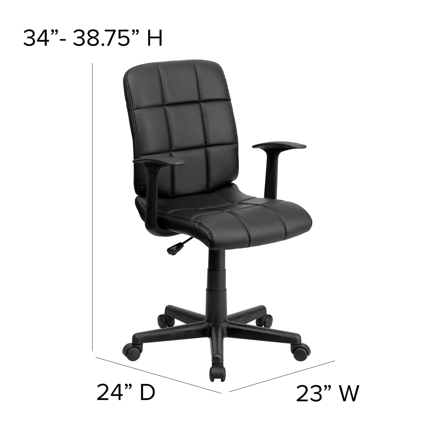 Flash Furniture Clayton Mid-Back Black Quilted Vinyl Swivel Task Office Chair with Arms