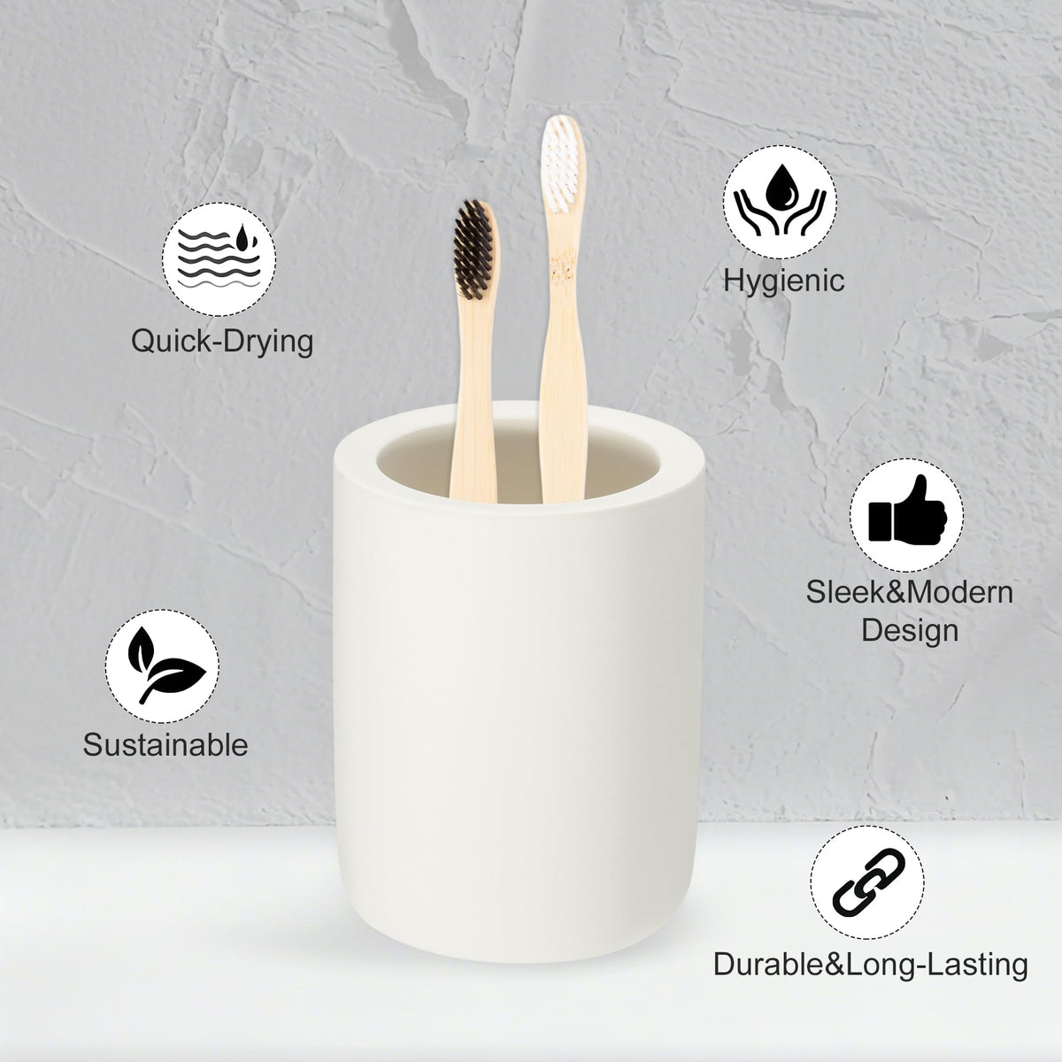 RENEWREVITAL Toothbrush Holder, Diatomite Bathroom Organizer, Toothbrush & Toothpaste Holder Cup, Vanity Storage Solution for Bathrooms, Beige, 1Pc