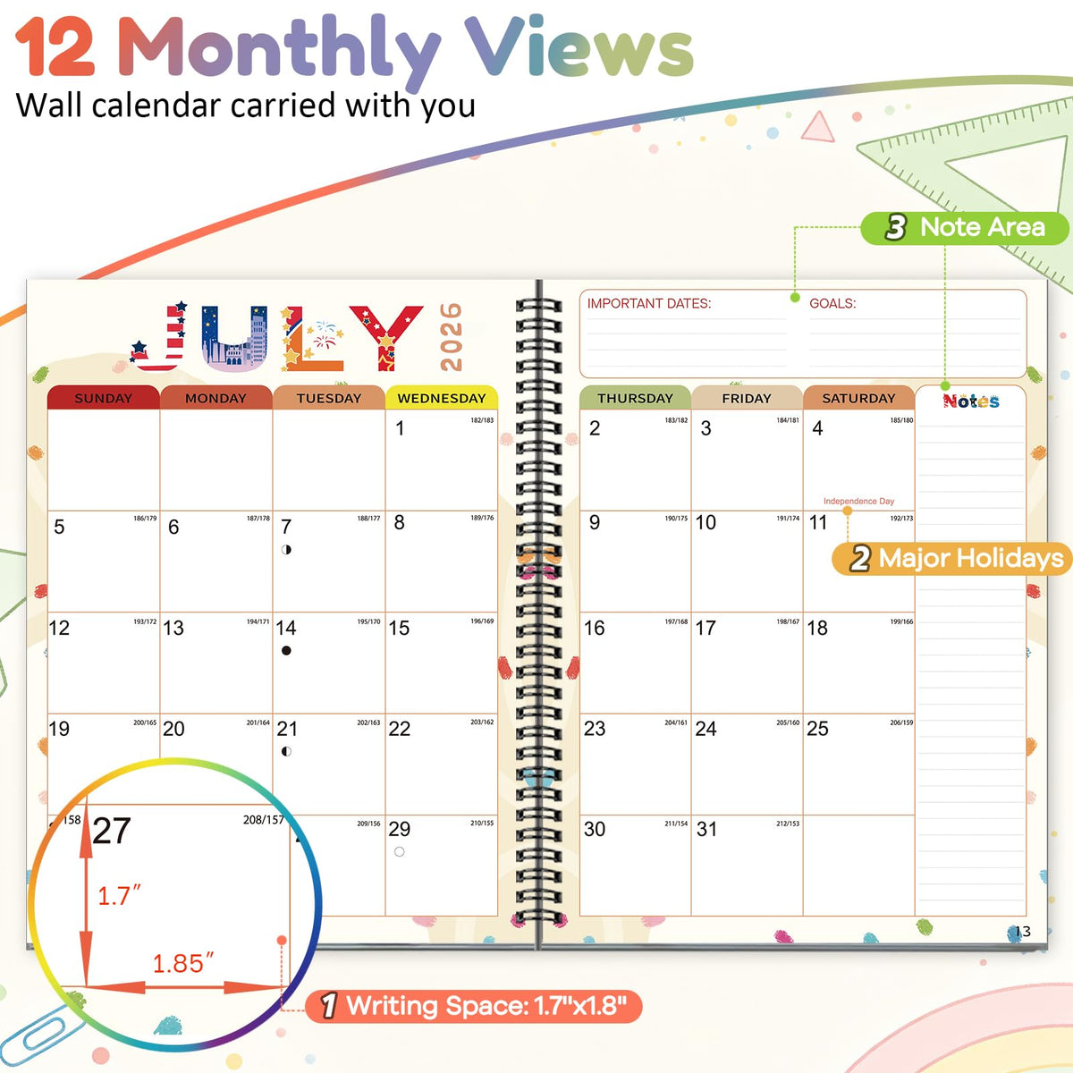 AECCN Teacher Planner 2026-2027 Academic Year, 8.5" x 11" with 7 Period Lesson Plan Book, Weekly & Monthly Planner with 110gsm Thick Paper, Cute School Supplies & Teacher Supplies for Classroom Organization