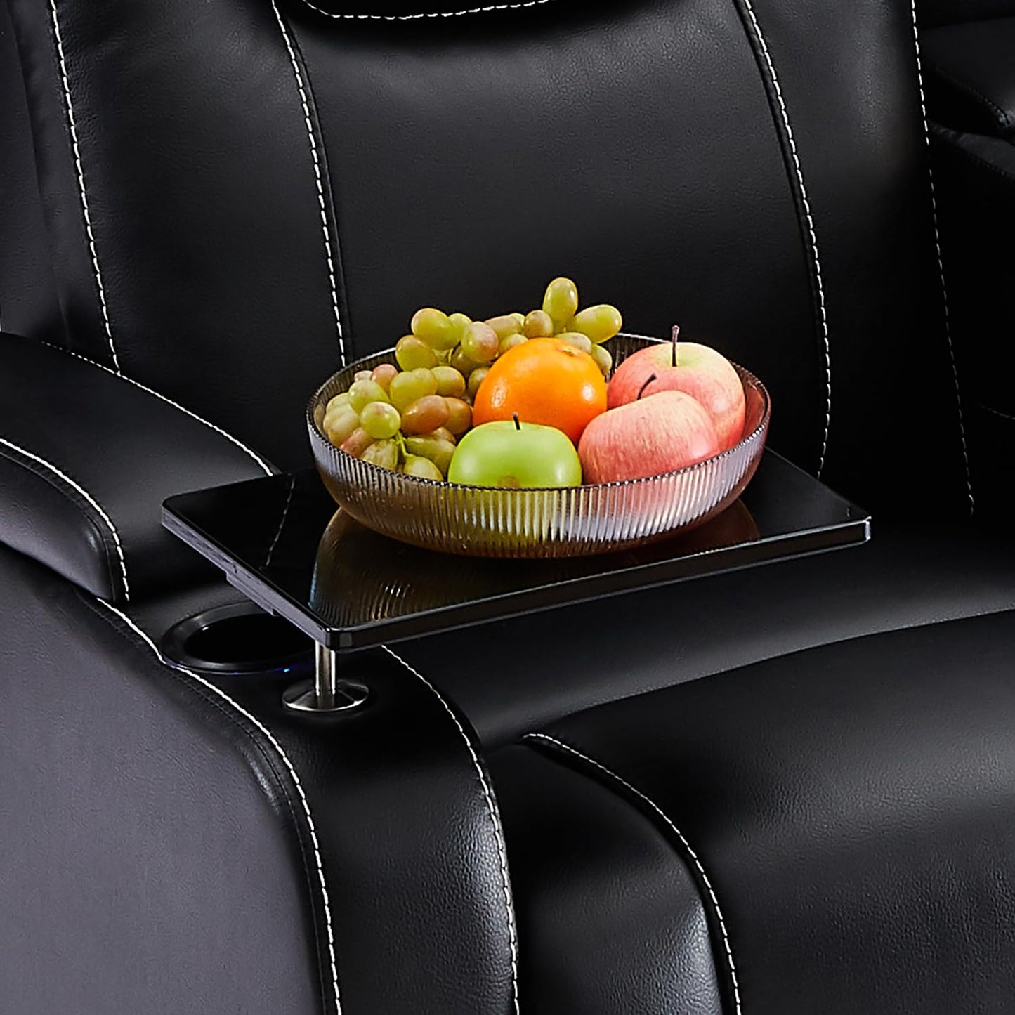 Weilianda Home Theater Seating Series Swivel Tray Table for Wei lianda Home Theater Seat Bright Black