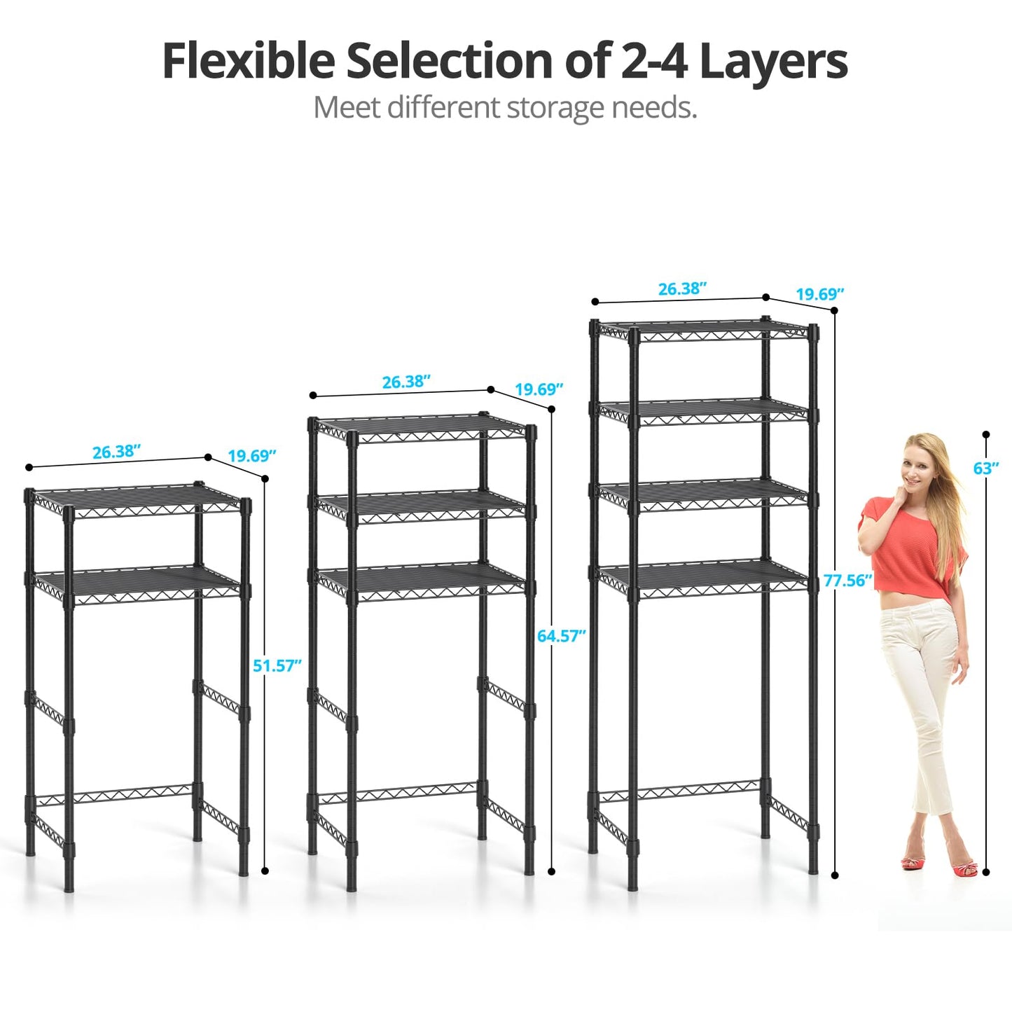 Hodonas 4-Tier Mini Fridge Shelf, Heavy Duty Adjustable Storage Shelf, Ultimate Organizer Rack for Mini Fridge, Microwave & Appliances, Maximizes Space Saver in Dorm, Kitchen, Office & Garage, Black